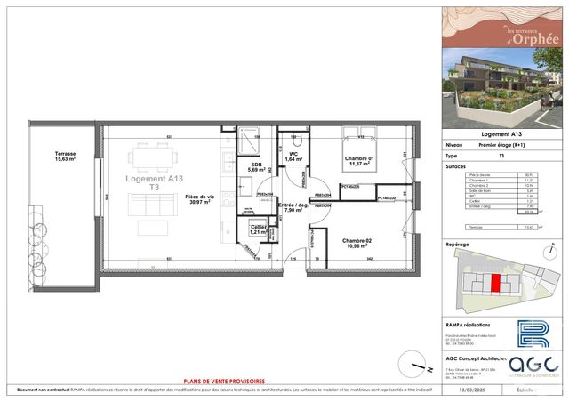 Appartement T3 à vendre - 3 pièces - 69.74 m2 - SAUZET - 26 - RHONE-ALPES - Century 21 Portes De Provence